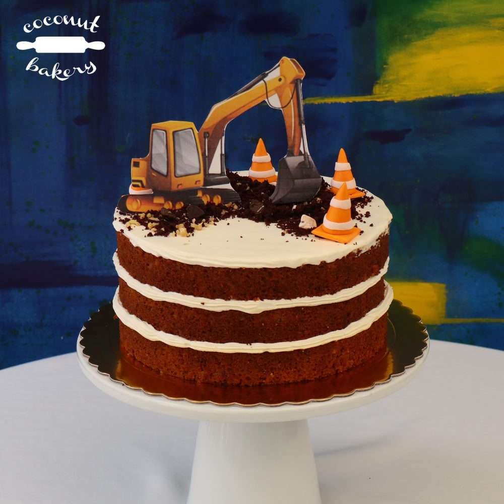 Cuidado! construcción en el cumpleaños