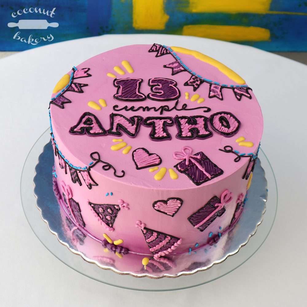 doodle cake para el cumple de Antho