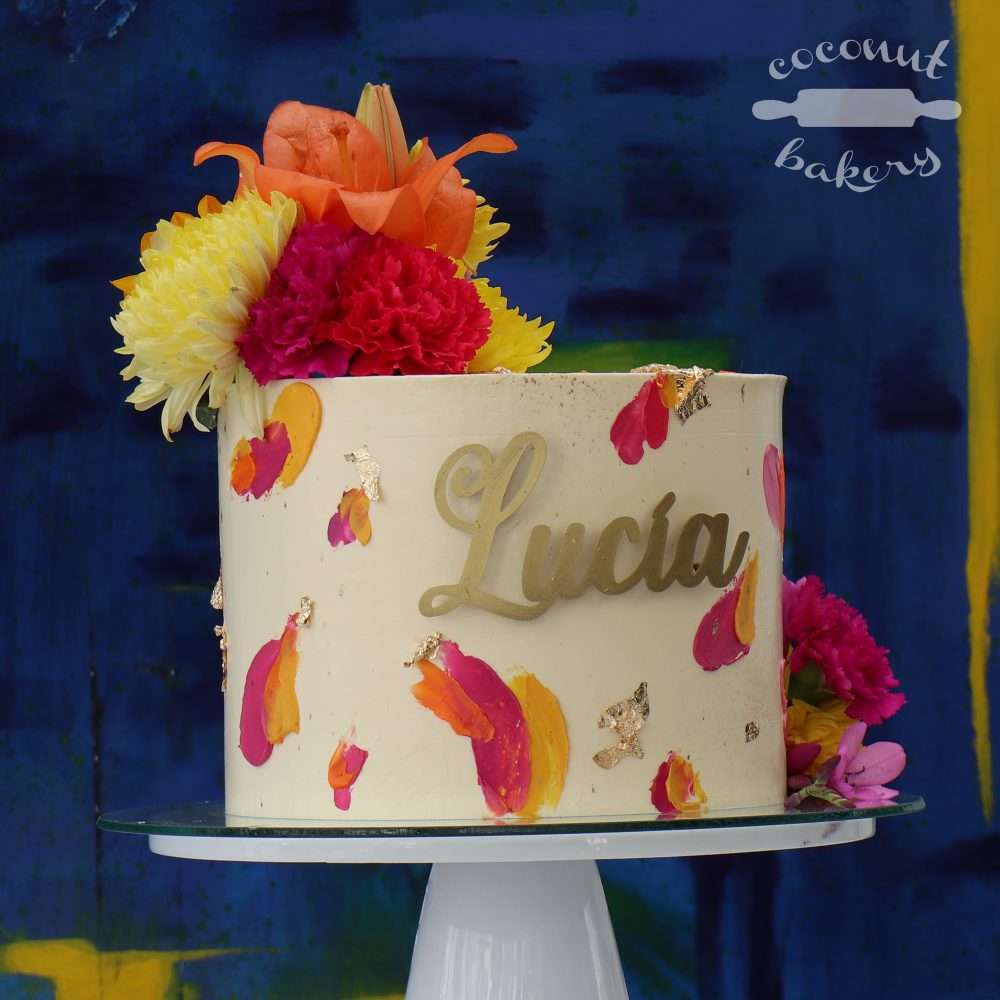 Los colores del atardecer para la torta de Lucía