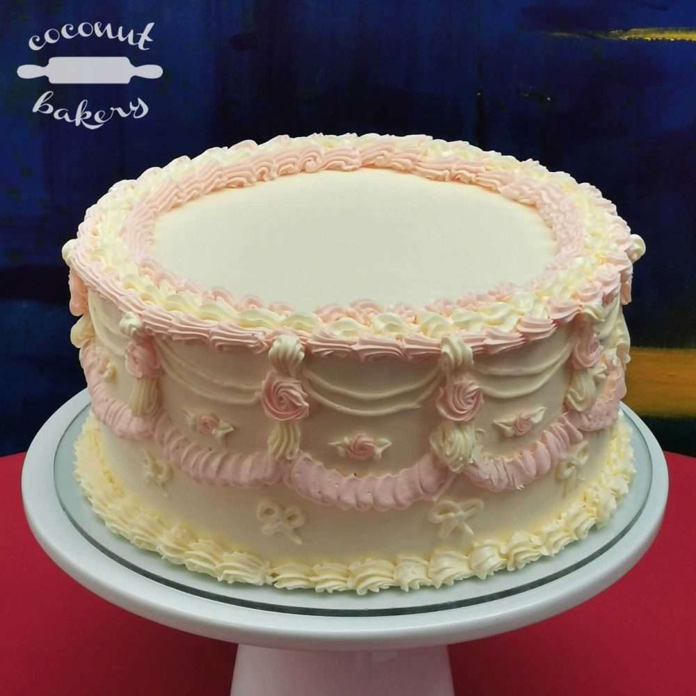 vintage birthday en rosa y blanco