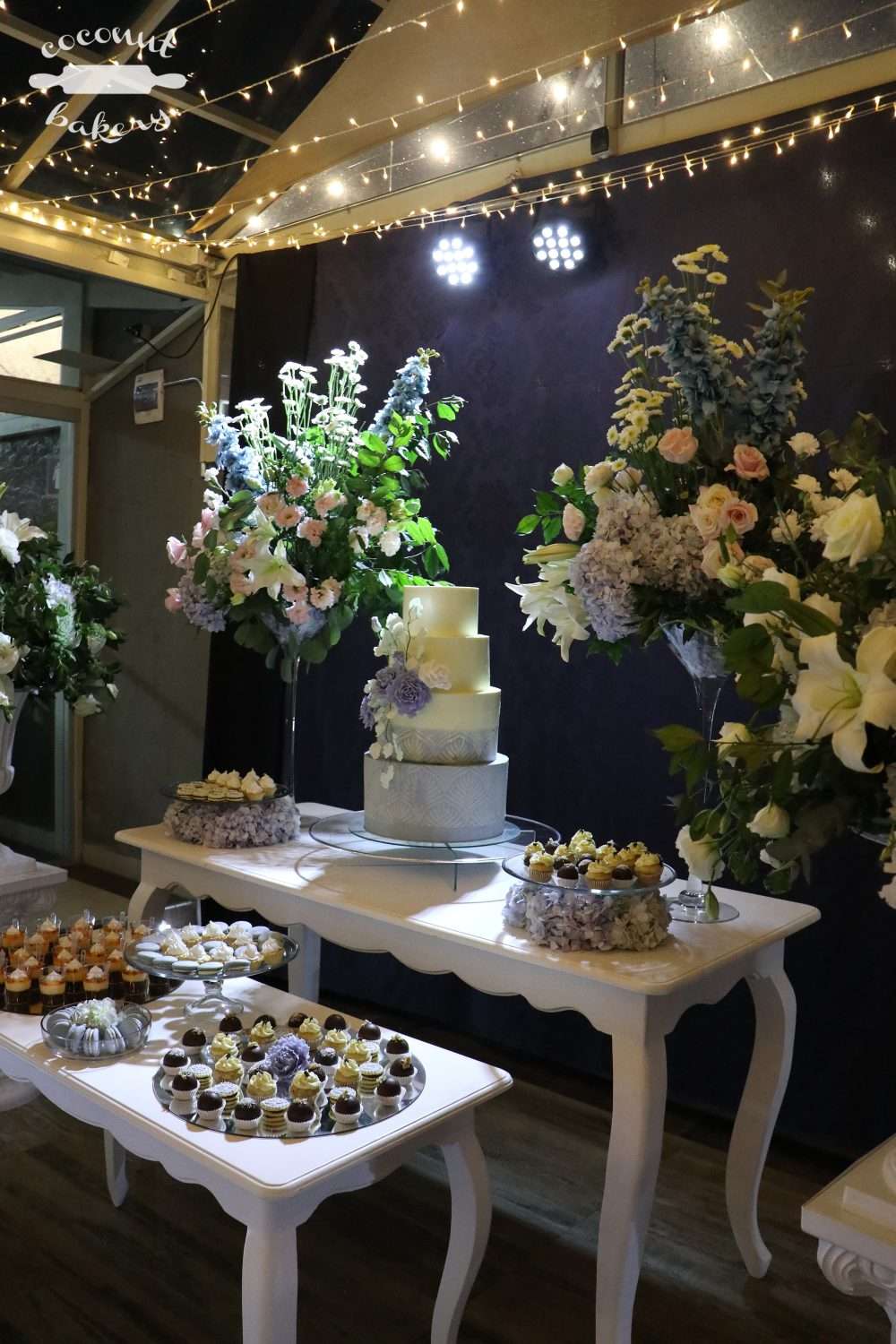 Mesa dulce para Boda en dusty blue