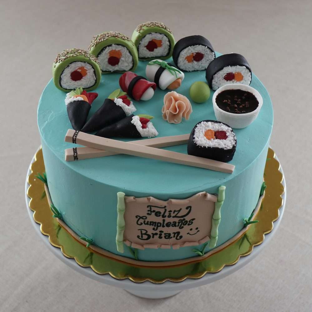 Torta para un fanático de los sushi y temakis