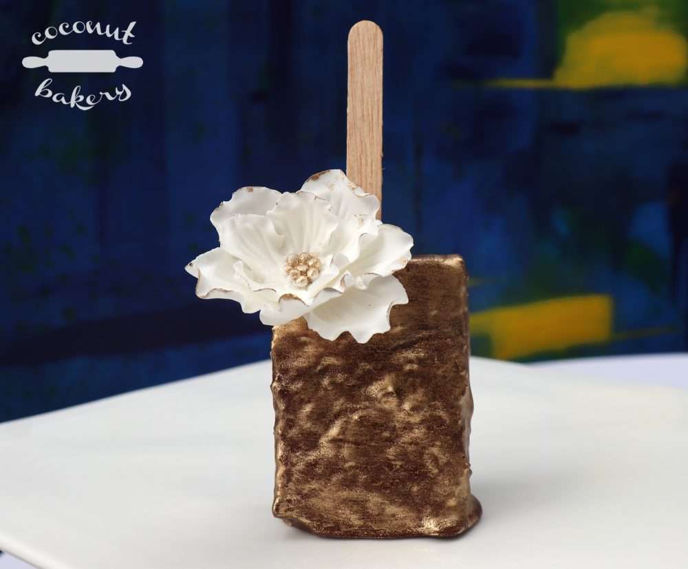 Brownie pop premium con flor de fondant