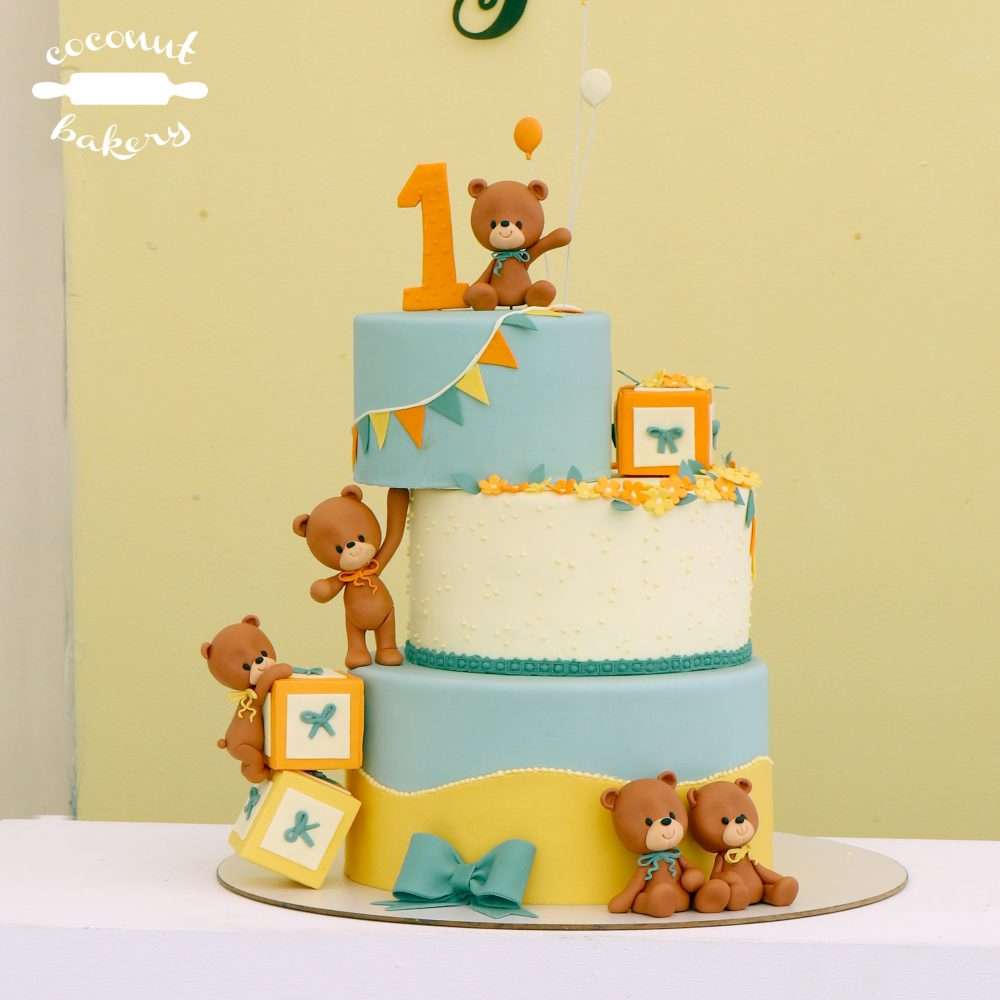 torta para cumpleaños para primer añito osito teddy