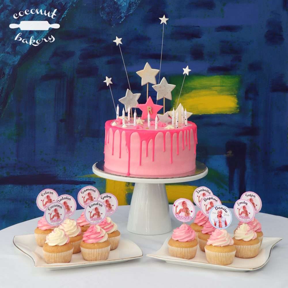 Torta de cumpleaños Barbie con estrellas